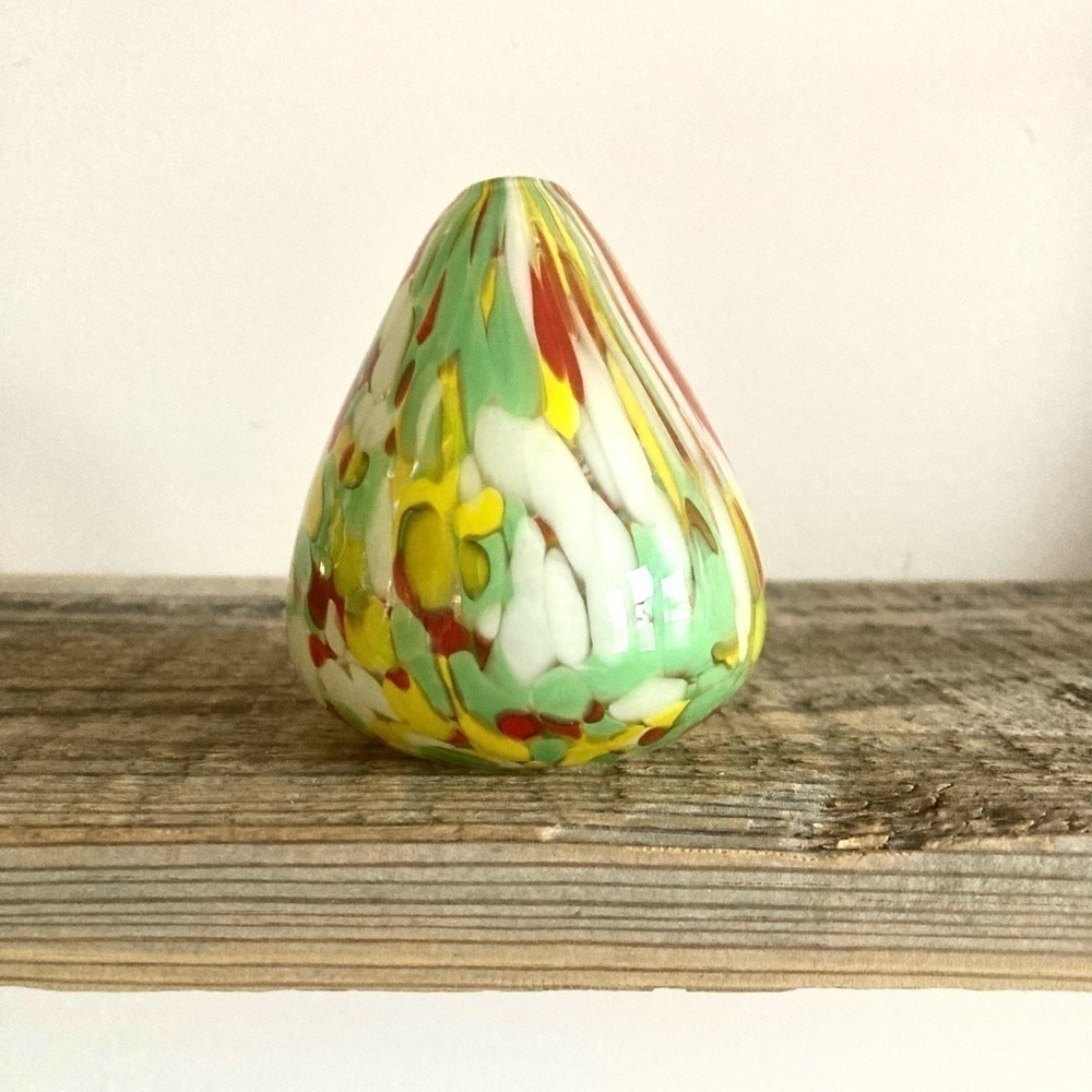 Hand blown art glass bud vase diffuser incense burner pear shape